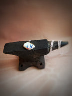 Vintage blue featheredge pottery necklace, recycled sterling silver