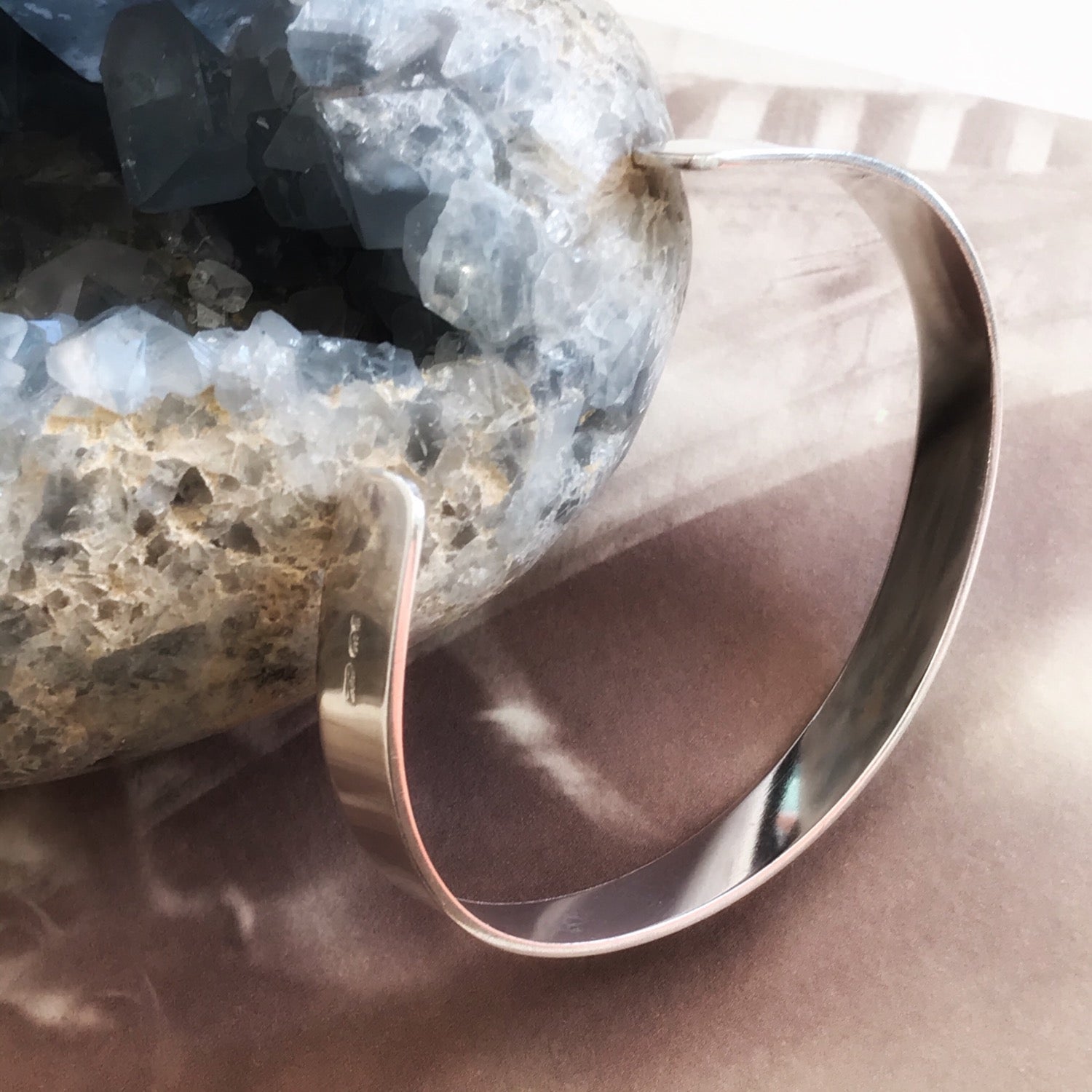 Personalised silver cuff bracelet with recycled silver / Add your own message image 1