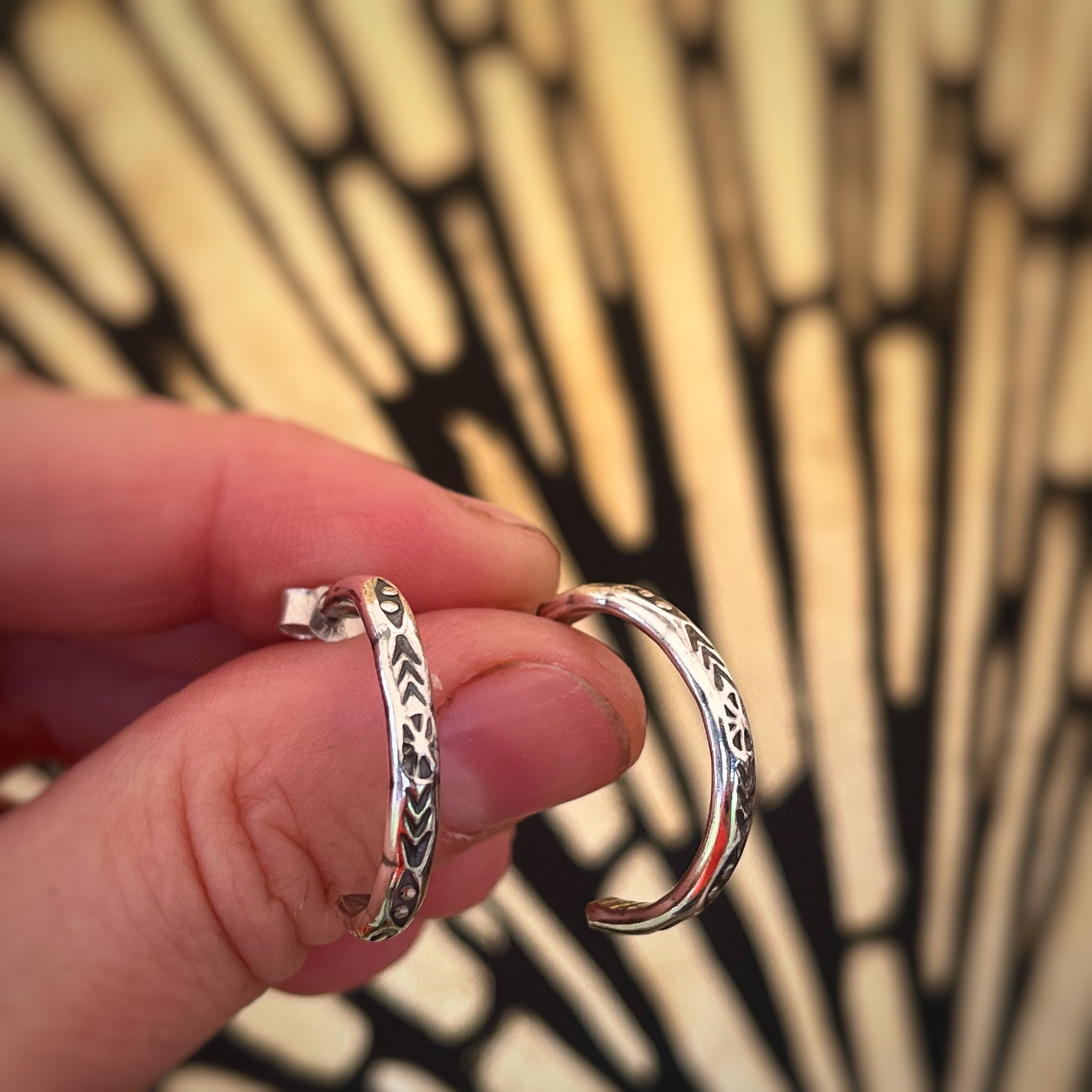 Textured recycled sterling silver hoop earrings  image 2