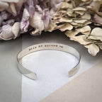 Personalised silver cuff bracelet with recycled silver / Add your own message image 2