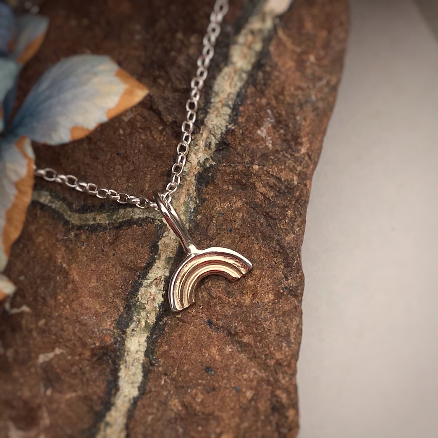 Silver Rainbow Necklace, Small, Recycled Sterling Silver, Brass, Copper, Hope, P image 3