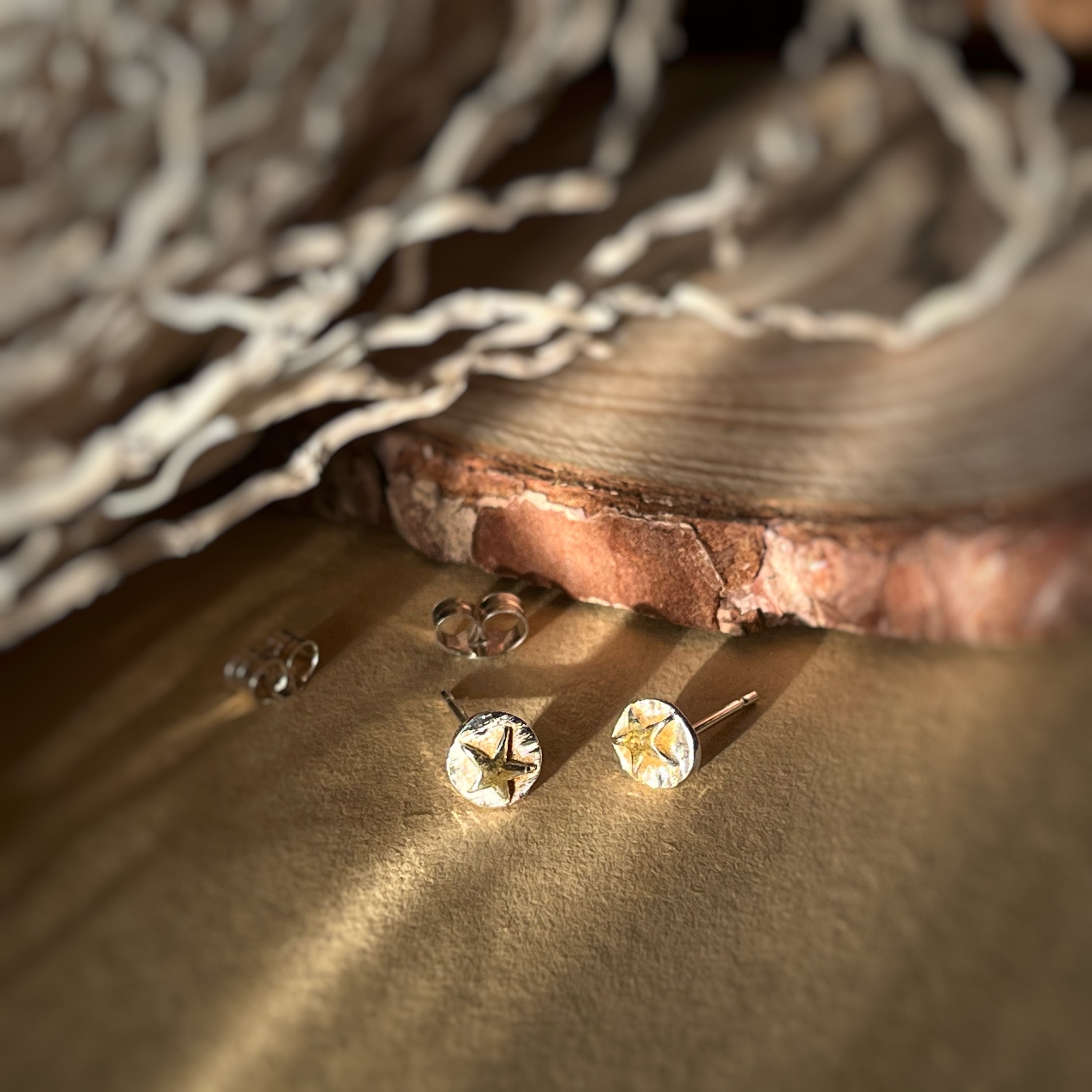 Star Earring Studs, Recycled Sterling Silver & 9ct Gold plating image 2