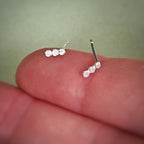 Triple beaded studs, recycled sterling silver  image 0