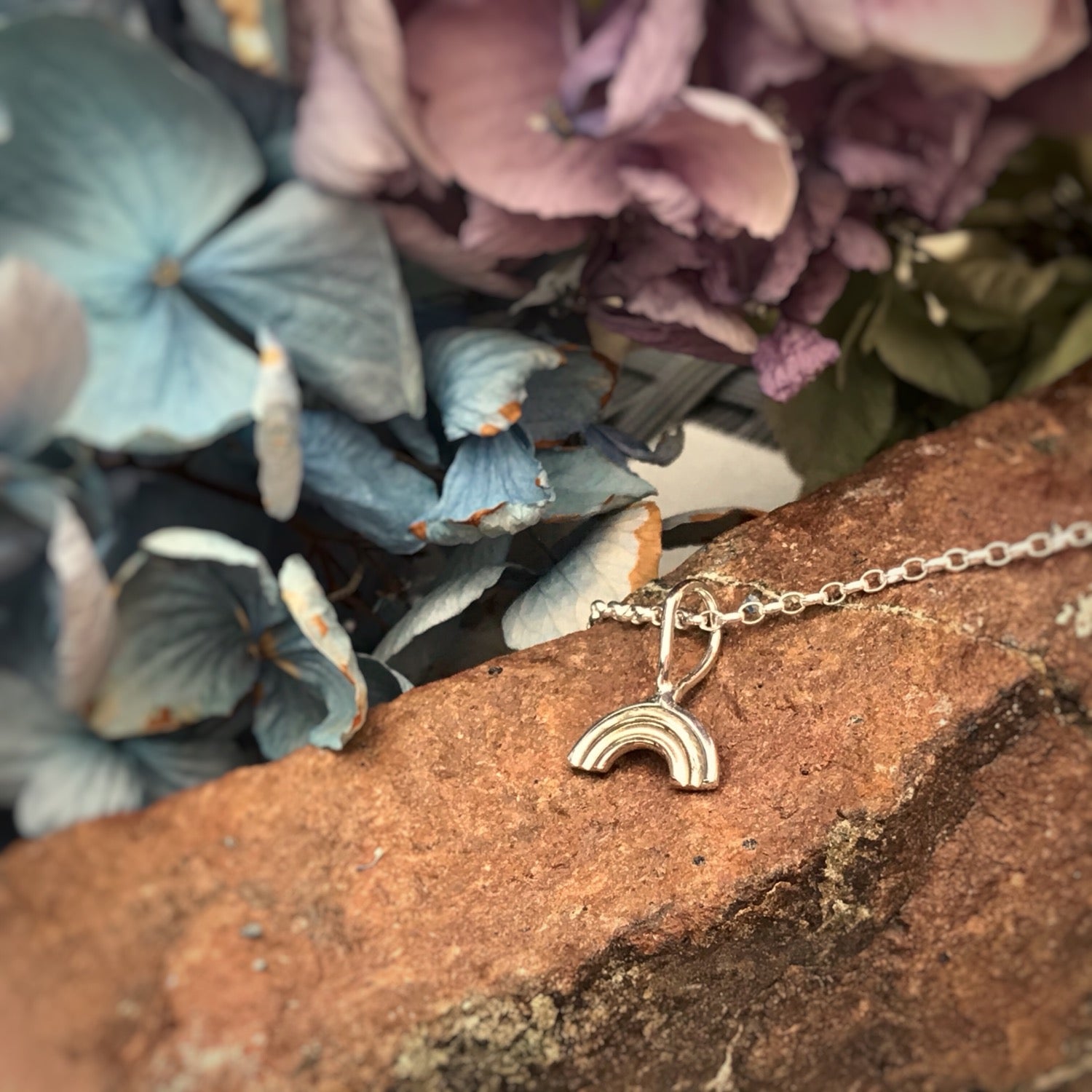 Silver Rainbow Necklace, Small, Recycled Sterling Silver, Brass, Copper, Hope, P image 2