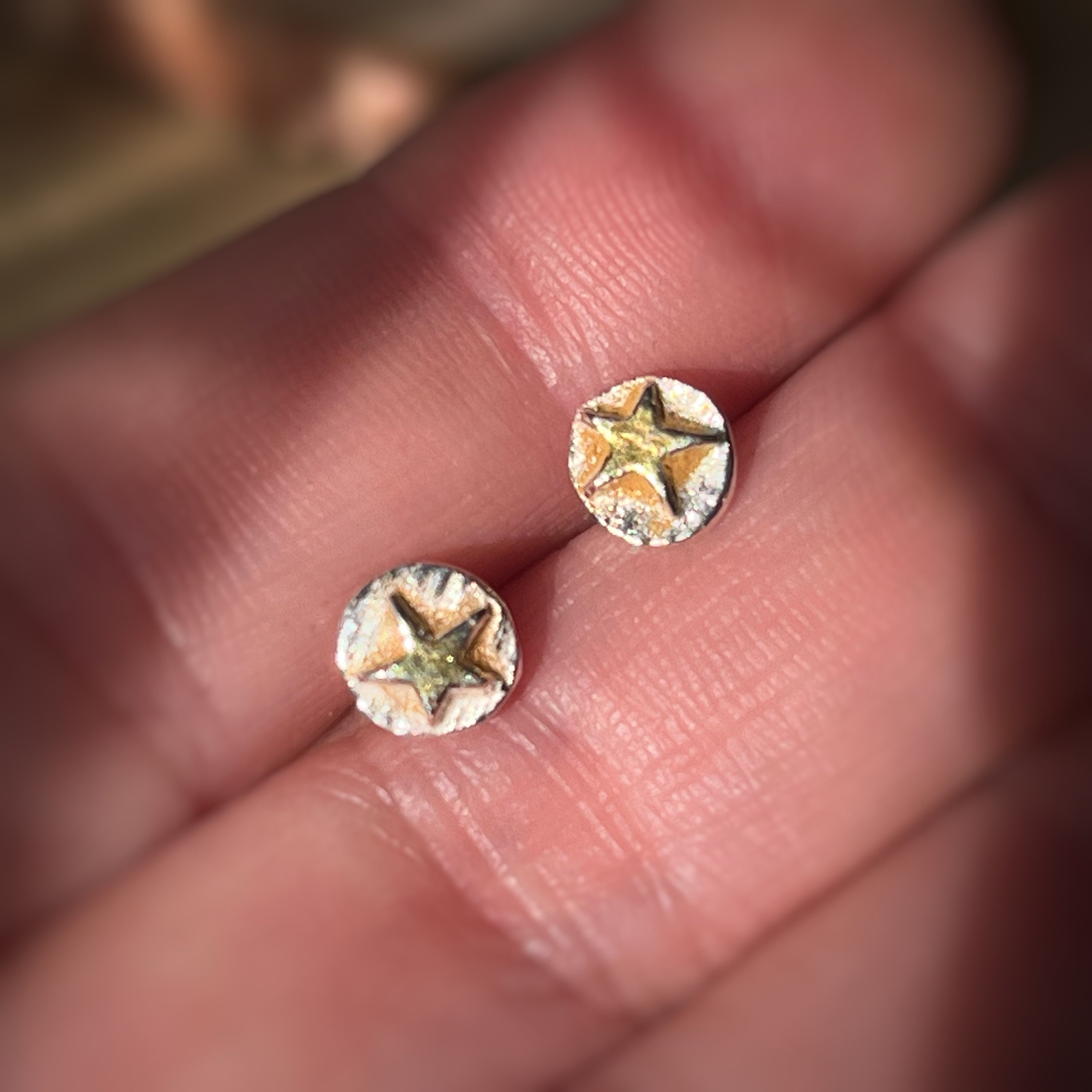 Star Earring Studs, Recycled Sterling Silver & 9ct Gold plating image 1
