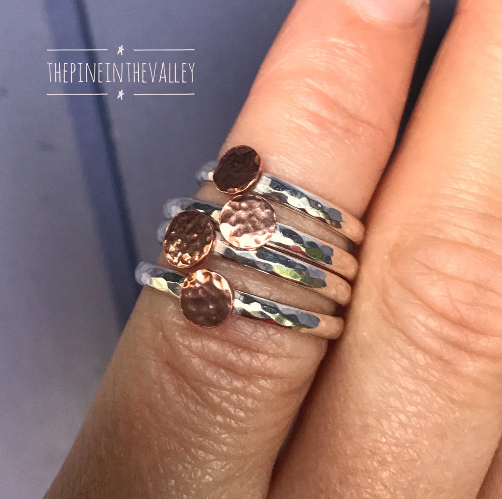 Copper and Silver Textured Ring image 0