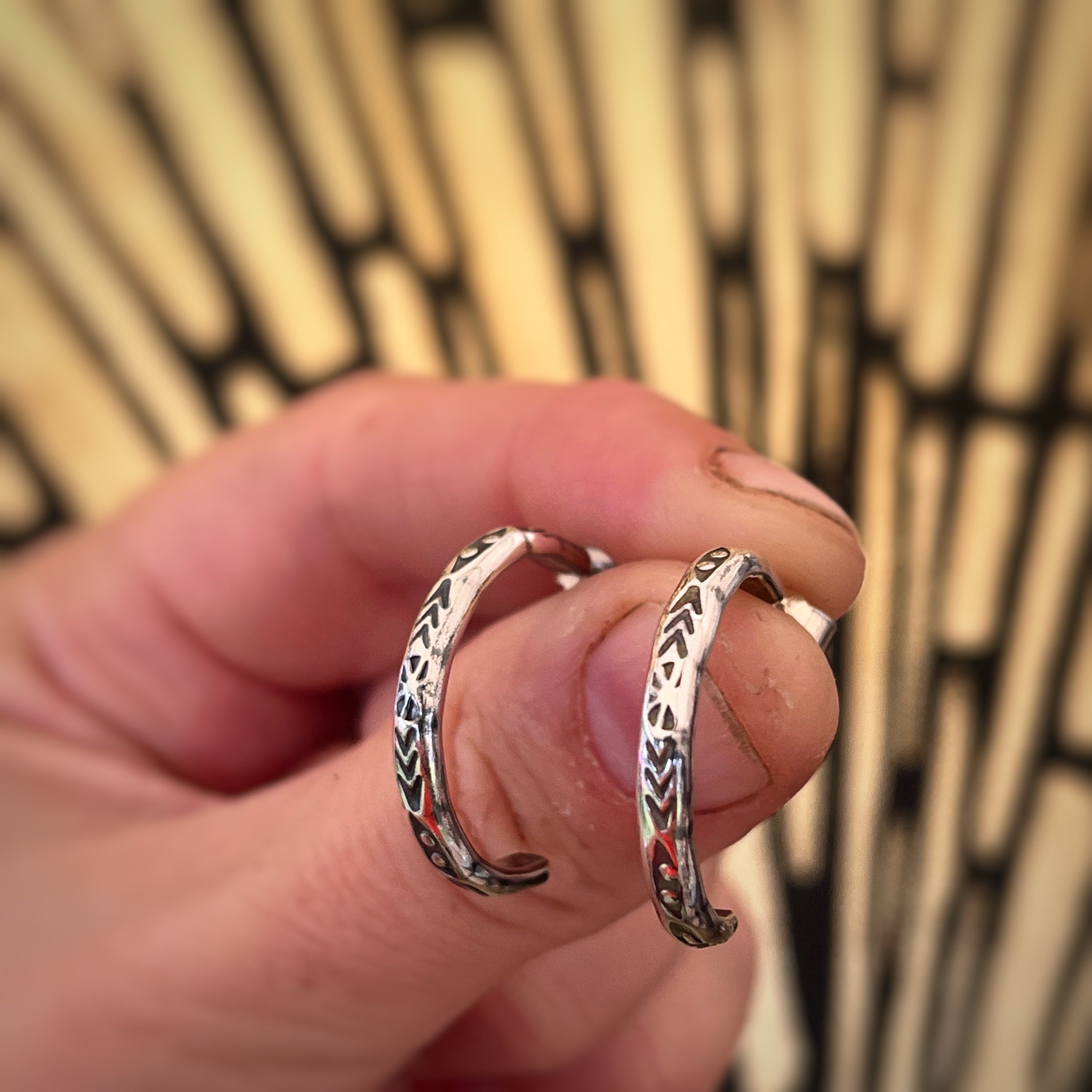 Textured recycled sterling silver hoop earrings  image 0