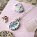 Forget-me-not repurposed china necklace, Recycled Sterling Silver  image 5