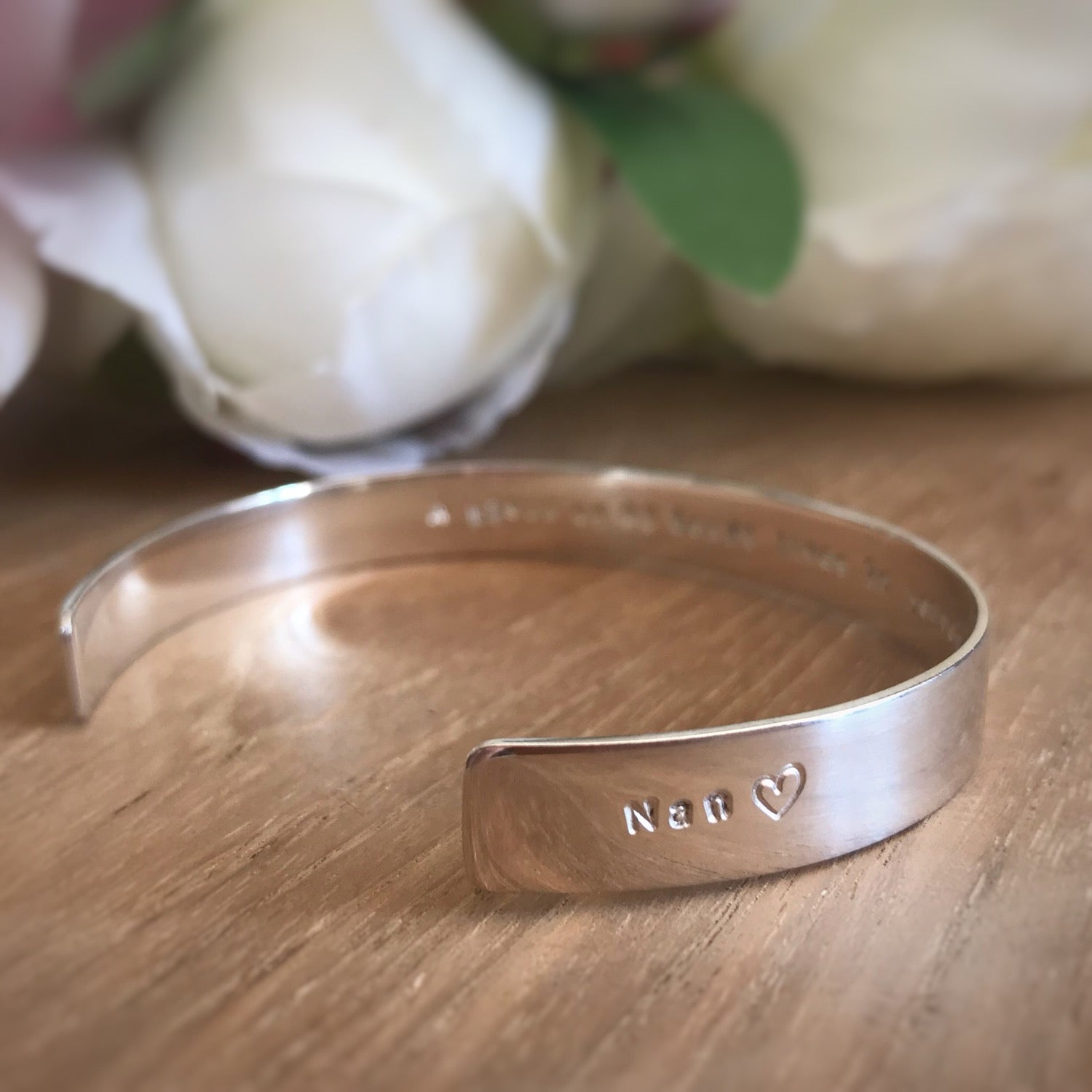 Personalised silver cuff bracelet with recycled silver / Add your own message image 4