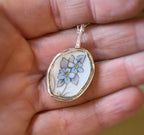Forget-me-not repurposed china necklace, Recycled Sterling Silver  image 3