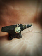 Vintage Pottery Dog/floral necklace, double sided design, recycled sterling silver