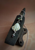 Seaglass, shell and pearl necklace, recycled sterling silver