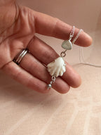 Seaglass, shell and pearl necklace, recycled sterling silver