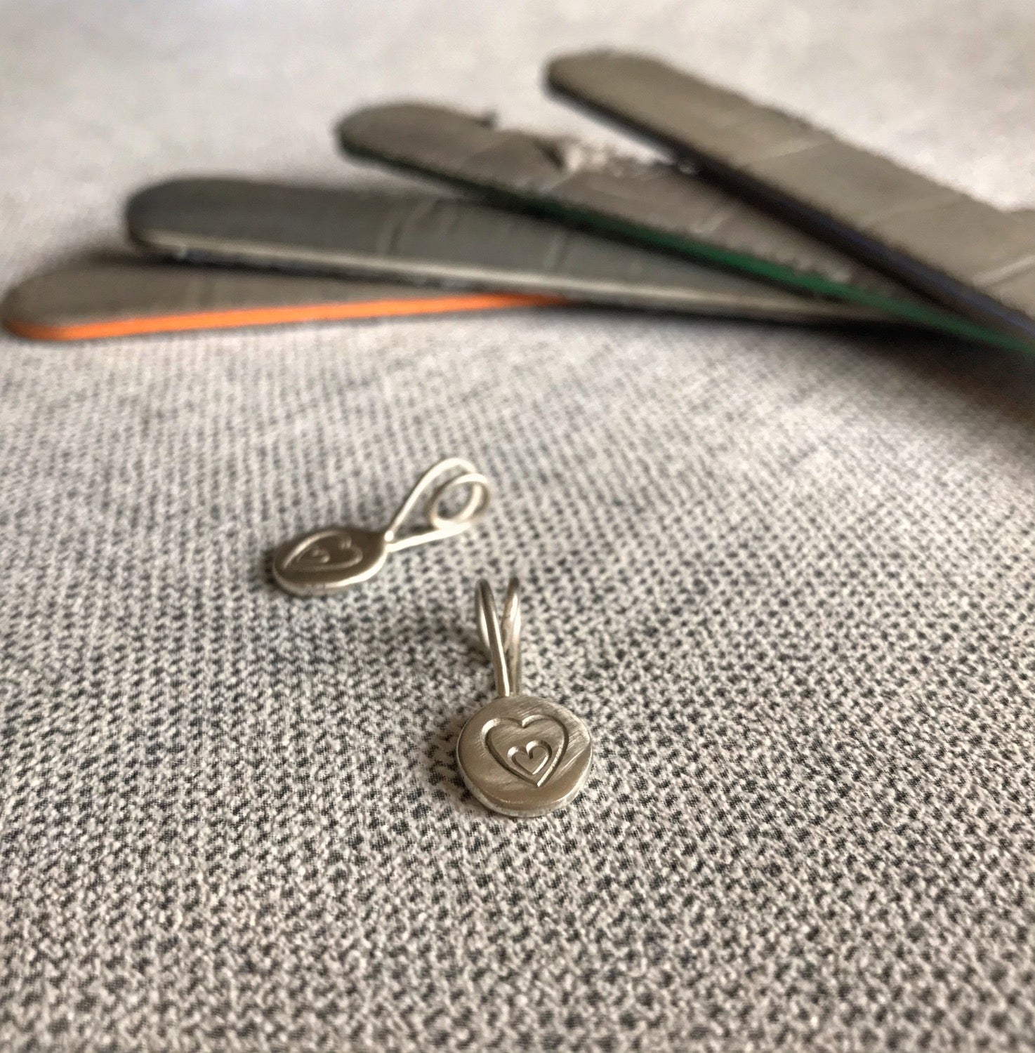 Silver Heart Pendant, Recycled Sterling Silver Pebble Necklace, Hand Stamped Jew image 0