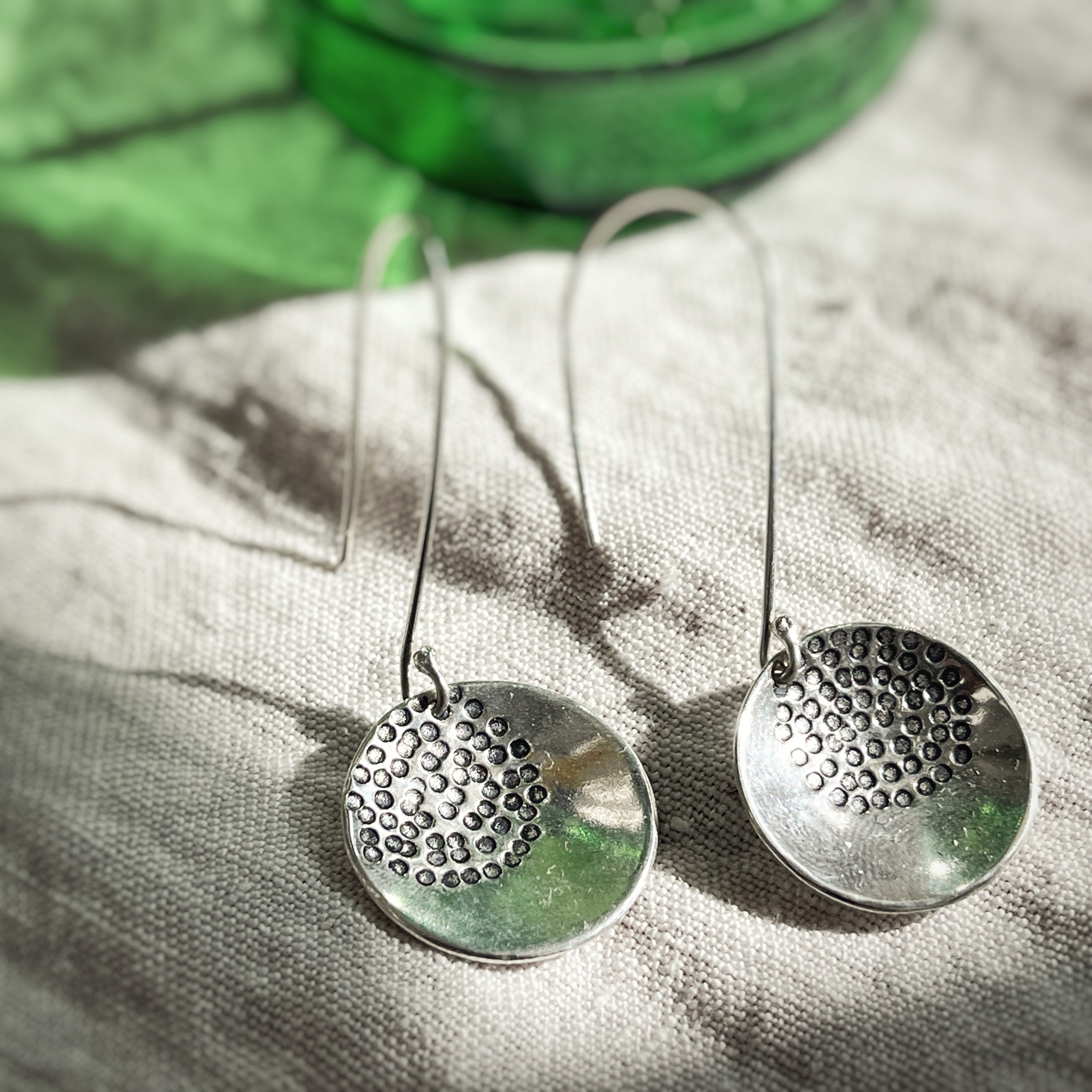 Crescent Moon Dangly Earrings, Recycled Sterling Silver  image 0