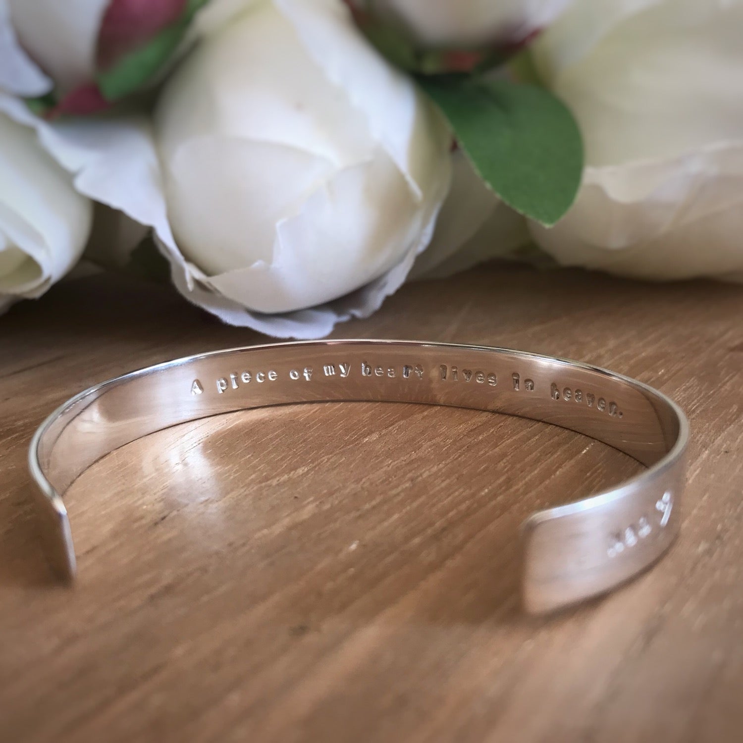 Personalised silver cuff bracelet with recycled silver / Add your own message image 3