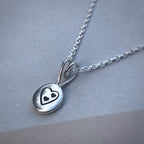 Silver Heart Pendant, Recycled Sterling Silver Pebble Necklace, Hand Stamped Jew image 3