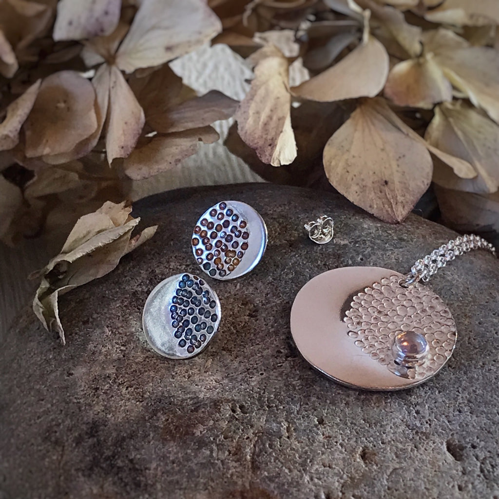 Crescent Moon Recycled Sterling Silver Stud earrings  image 1