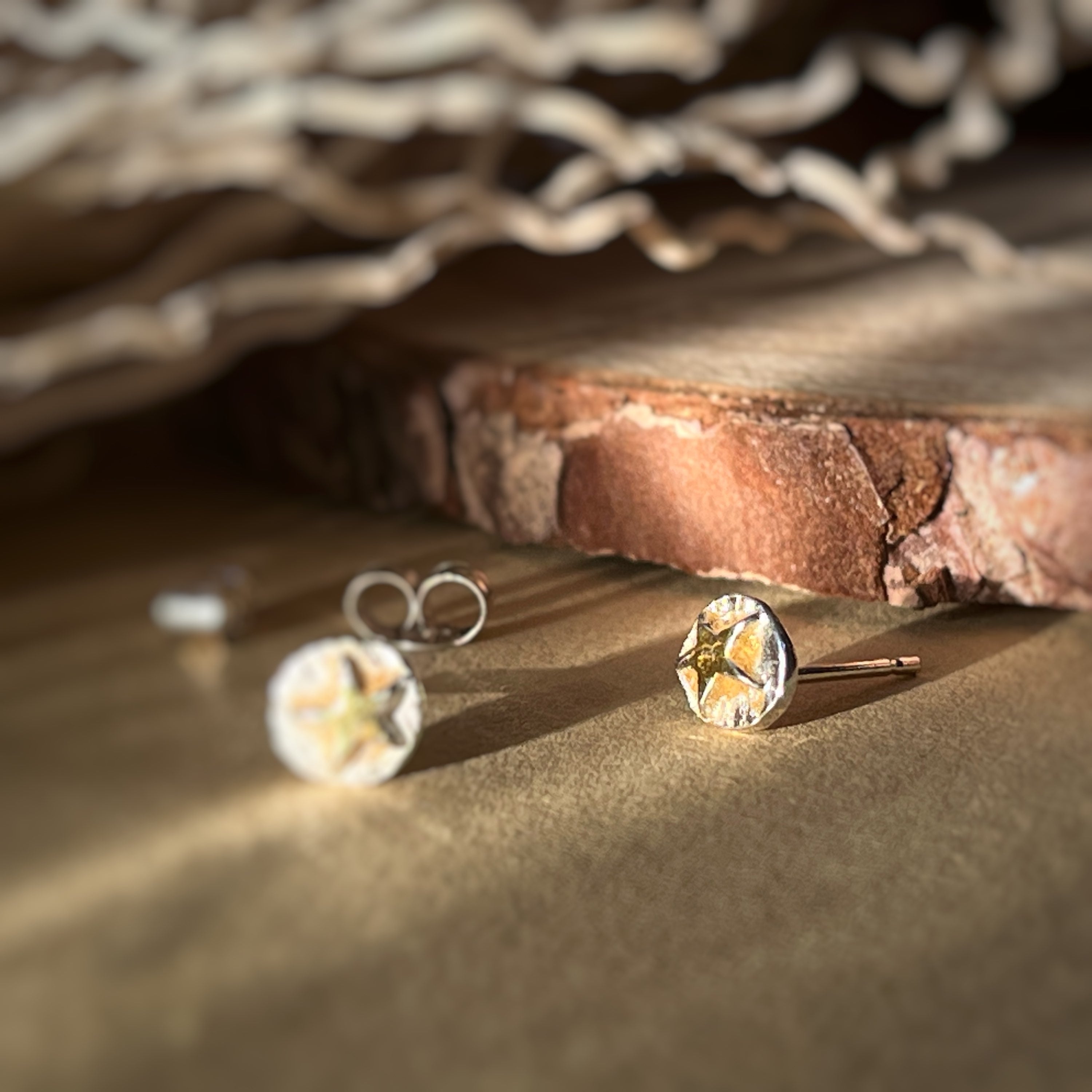 Star Earring Studs, Recycled Sterling Silver & 9ct Gold plating image 0
