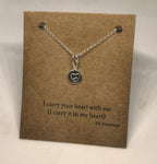 Silver Heart Pendant, Recycled Sterling Silver Pebble Necklace, Hand Stamped Jew image 1